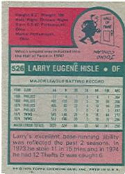 1975 Topps #526 Larry Hisle back image