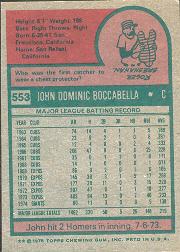 1975 Topps #553 John Boccabella back image