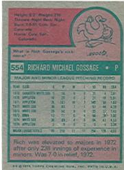1975 Topps #554 Goose Gossage back image