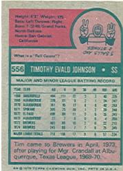 1975 Topps #556 Tim Johnson back image