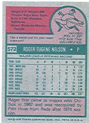 1975 Topps #572 Roger Nelson back image