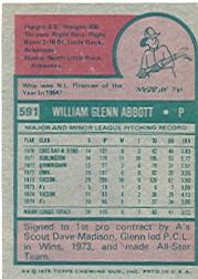 1975 Topps #591 Glenn Abbott back image