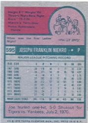 1975 Topps #595 Joe Niekro back image