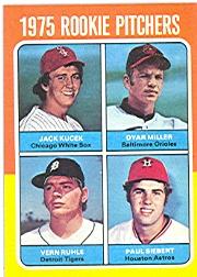 1975 Topps #614 Rookie Pitchers/Jack Kucek RC/Dyar Miller RC/Vern Ruhle RC/Paul Siebert RC