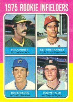 1975 Topps #623 Rookie Infielders/Phil Garner RC/Keith Hernandez RC/(UER Sic, bats right)/Bob Sheldon RC/Tom Veryzer RC