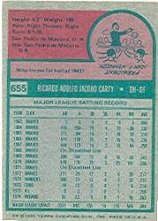 1975 Topps #655 Rico Carty back image