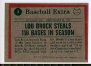 1975 Topps Mini #2 Lou Brock HL/118 Stolen Bases back image
