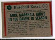 1975 Topps Mini #6 Mike Marshall HL/Hurls 106 Games back image