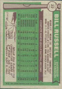 1976 Topps #22 Bill Russell back image