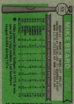 1976 Topps #53 Mike Beard RC back image