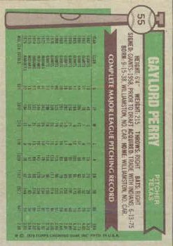 1976 Topps #55 Gaylord Perry back image