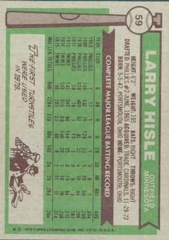 1976 Topps #59 Larry Hisle back image