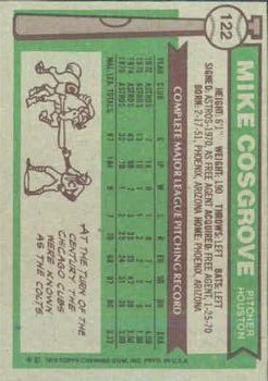 1976 Topps #122 Mike Cosgrove back image