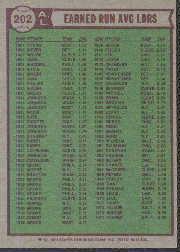 1976 Topps #202 AL ERA Leaders/Jim Palmer/Jim Hunter/Dennis Eckersley back image