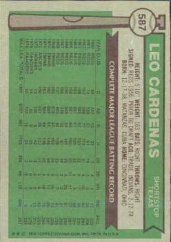 1976 Topps #587 Leo Cardenas back image