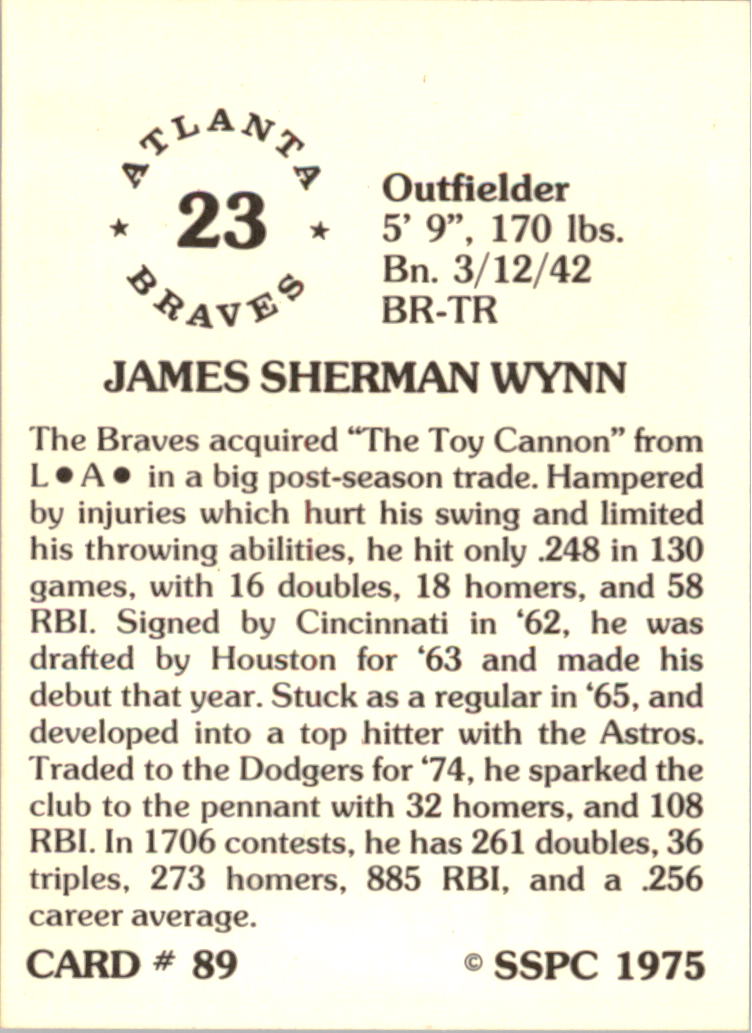 1976 SSPC #89 Jim Wynn back image