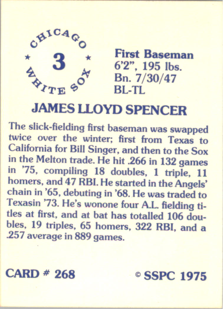 1976 SSPC #268 Jim Spencer back image