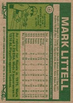 1977 Topps #141 Mark Littell back image