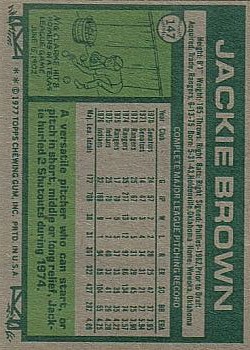 1977 Topps #147 Jackie Brown back image