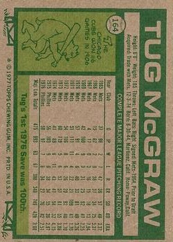 1977 Topps #164 Tug McGraw back image