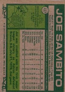 1977 Topps #227 Joe Sambito RC back image