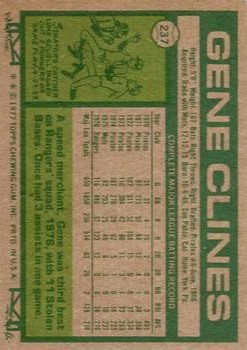 1977 Topps #237 Gene Clines back image