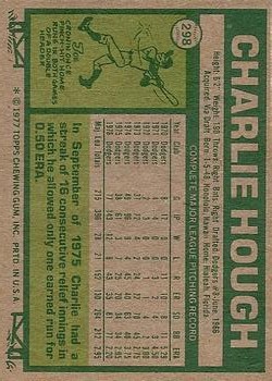 1977 Topps #298 Charlie Hough back image