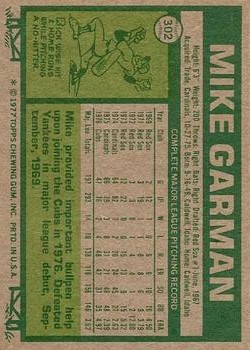 1977 Topps #302 Mike Garman back image