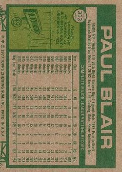 1977 Topps #313 Paul Blair back image