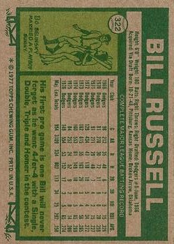 1977 Topps #322 Bill Russell back image