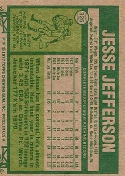 1977 Topps #326 Jesse Jefferson back image