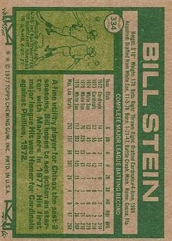 1977 Topps #334 Bill Stein back image