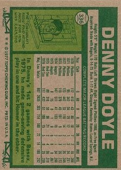1977 Topps #336 Denny Doyle back image