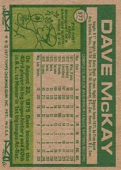1977 Topps #377 Dave McKay back image