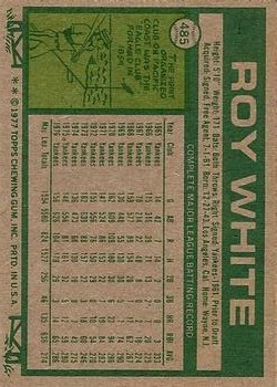 1977 Topps #485 Roy White back image
