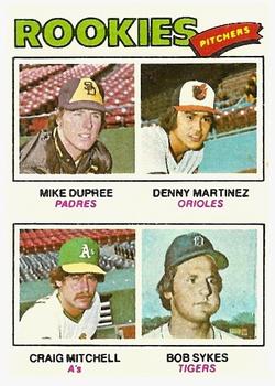 1977 Topps #491 Rookie Pitchers/Mike Dupree RC/Dennis Martinez RC/Craig Mitchell/Bob Sykes RC