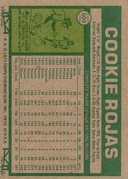 1977 Topps #509 Cookie Rojas back image