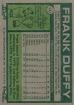 1977 Topps #542 Frank Duffy back image