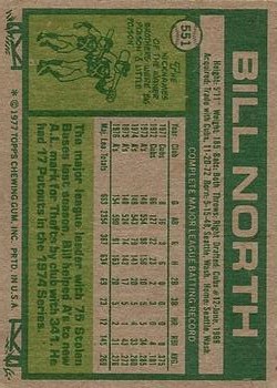1977 Topps #551 Bill North back image