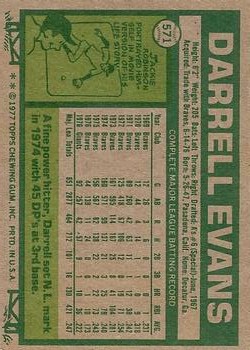 1977 Topps #571 Darrell Evans back image