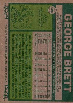 1977 Topps #580 George Brett back image