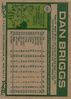 1977 Topps #592 Dan Briggs RC back image