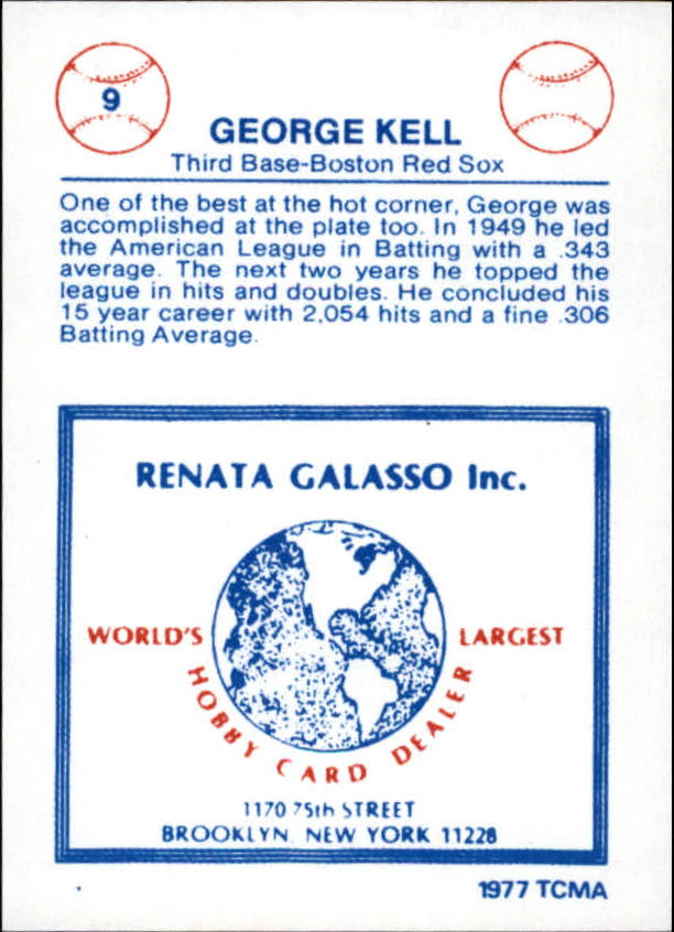 1977-84 Galasso Glossy Greats #9 George Kell back image