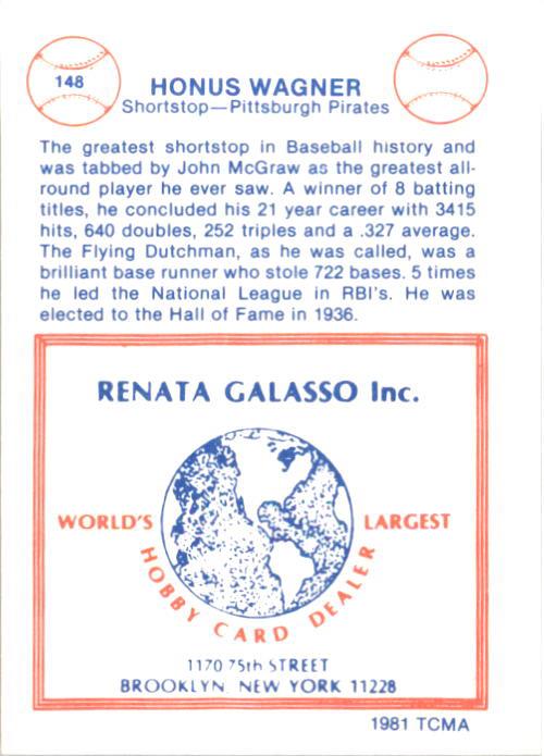 1977-84 Galasso Glossy Greats #148 Honus Wagner back image
