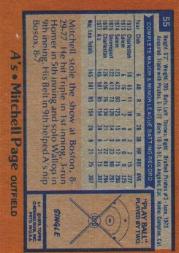 1978 Topps #55 Mitchell Page RC back image