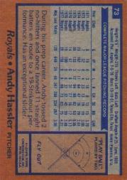 1978 Topps #73 Andy Hassler back image