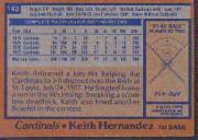 1978 Topps #143 Keith Hernandez back image
