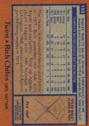 1978 Topps #193 Rich Chiles back image