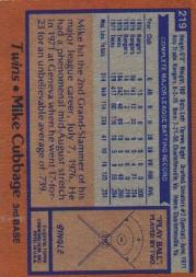 1978 Topps #219 Mike Cubbage back image
