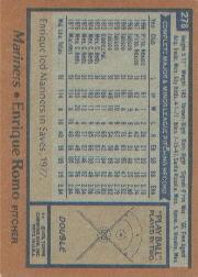 1978 Topps #278 Enrique Romo RC back image